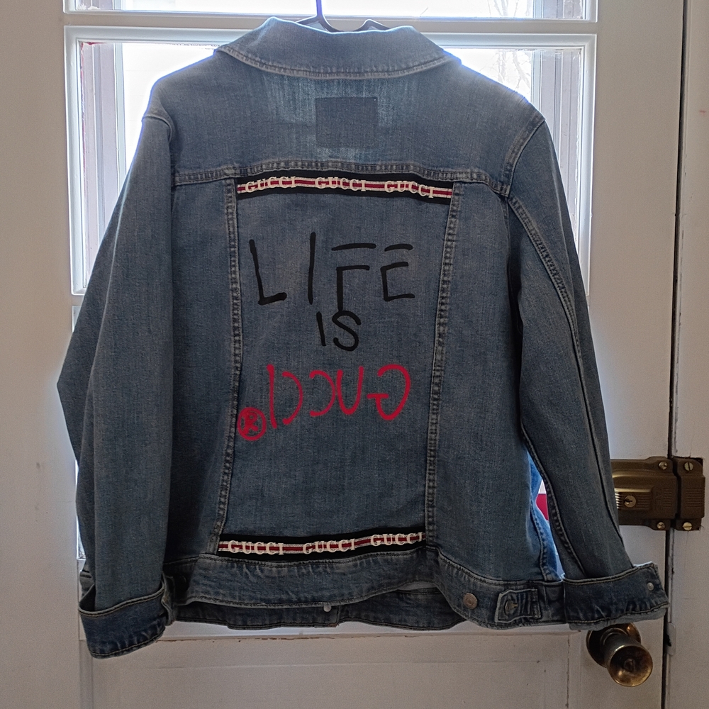 Life Is Gucci Levi's Women's Jacket Denim Trucker 2X Trevor Andrew Gucci Ghost